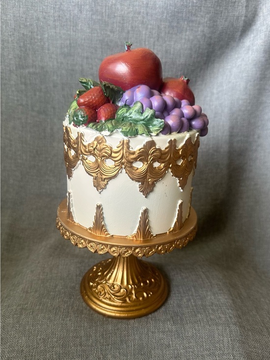 Other - 12” Fall Harvest Fruit Faux Gold Tabletop Cake